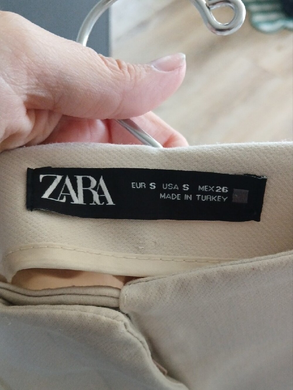 Zara Cream High-Waist Tapered Trousers Small Office Work - Picture 2 of 3